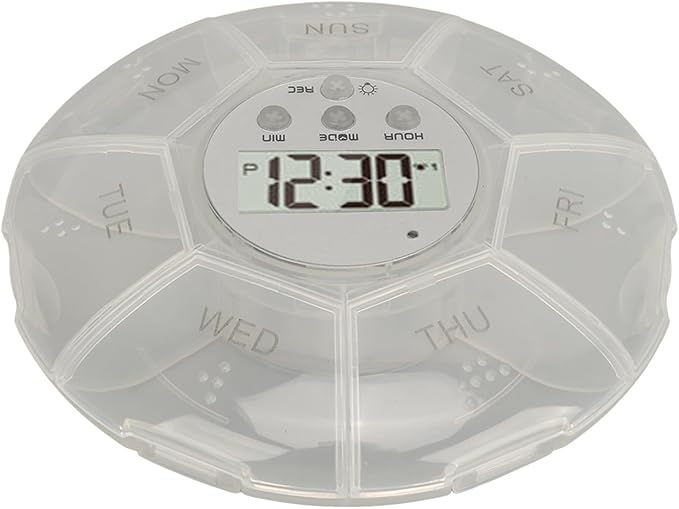 Smart Box, Reminder Medication Organizer with Recording Playback Function, Easily Organizes, for The Elderly, Blind Person (White)