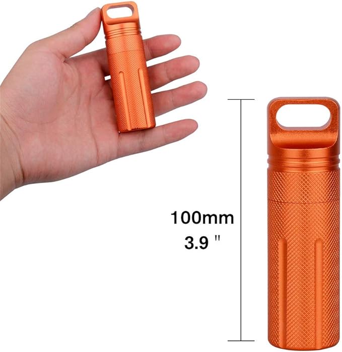 Ulalaza Aluminum Waterproof Pill Holder with Keychain, 1 Compartment