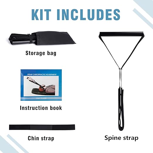 Neck Stretcher Strap, Spine Chiropractic Decompression Tool with Chin Belt, Cervical Neck Traction.