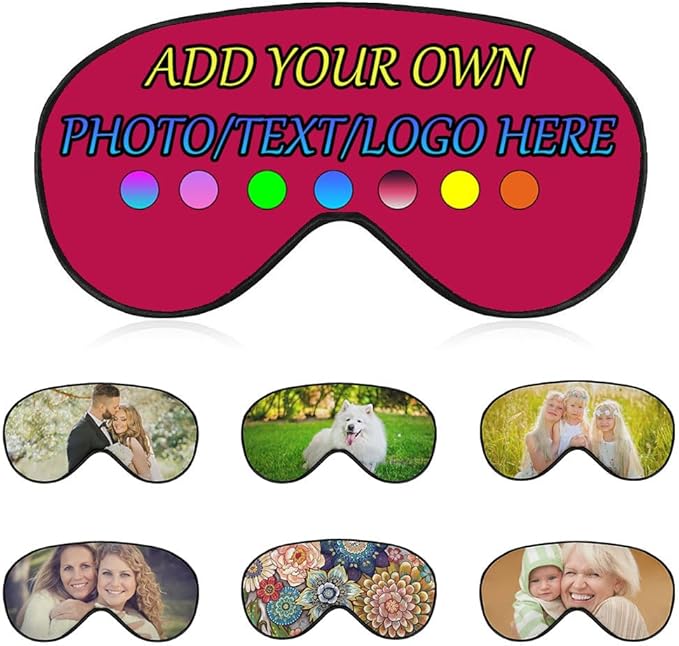 Personalized Eye Mask, Custom Eyeshade Blindfold Add Your Design Image Text Customized Eye Cover with Adjustable Strap for Sleeping Travel Work Naps Blocks Light, Plum Purple