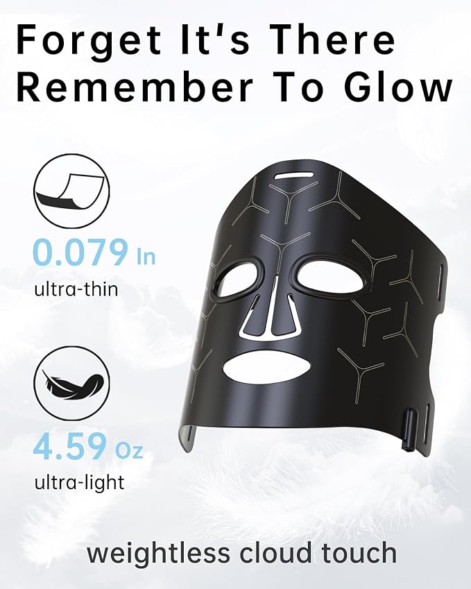 Infrared Red Light Therapy Mask: High Energy Skincare Device for Glowing Skin – Ultra-Thin 1.8mm 4.6oz, 830nm 633nm 590nm, Cordless Red Light Therapy for Face Luxury Gift - Generation II Updated