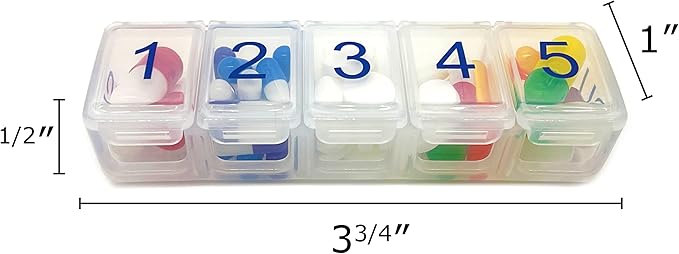 e-Pill 5 Times a Day x 7 Day Compact Weekly Pill Organizer, Vitamin and Medicine Pill Box - with Discreet Case