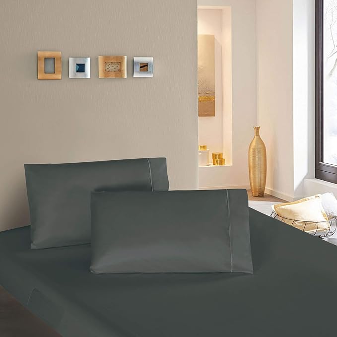 Mueller Luxury 6 PC Full Size Bed Sheets, Super Soft 1800, Deep Pocket up to 16" Full Size Sheets, Transfers Heat, Breathes Better, Hypoallergenic, Wrinkle-Resistant, Oeko-TEX, Dark Grey