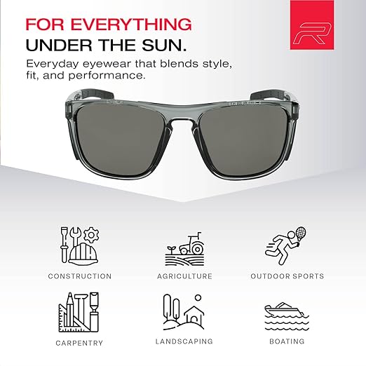 Riley Navigator X Safety Glasses – Anti-Fog, Scratch/Impact Resistant & Polarized Lenses, Lightweight Full-Frame for Work, Outdoors, & Active Lifestyles, Gray