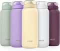 Ello Cooper 32oz Stainless Steel Water Bottle Vacuum Insulated with Straw and Carry Handle, Leak Proof Locking Lid with Soft Silicone Spout, Dishwasher Safe, Butter Yellow