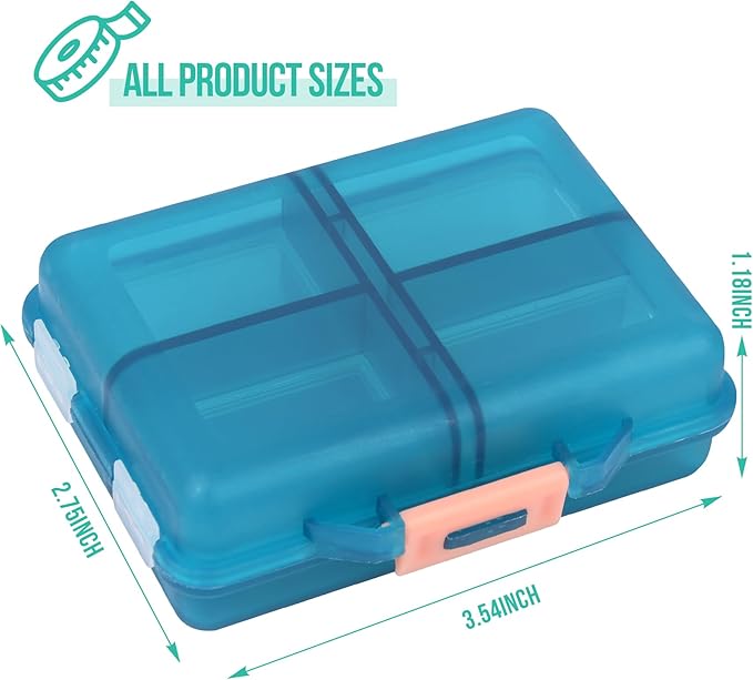 Travel Pill Organizer Small 8 Grid Compartments Pill Holder Box - Portable Medicine Container Case - Daily Weekly Medication Organizer