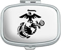 Marine Corps USMC Black on White Eagle Globe Anchor Officially Licensed Rectangle Pill Case Trinket Gift Box