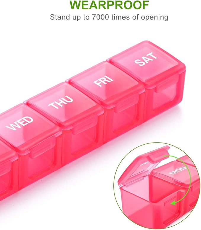 2 Pack Extra Large Pill Organizer, Sukuos Weekly Pill Box, Pill Case, Medicine Organizer for Vitamins, Fish Oils or Supplements