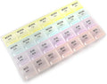 Deke Home - Pill Organizer 4 Times a Day, Weekly Medicine Box with Morning, Noon, Evening, Bed Compartments, Large, Translucent, Easy-to-Open Pill Case, 7-Day Travel Medication Organizer for Vitamins.