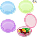 4 Pcs Mini Pill Organizer Small Pill Box Cute Portable Pill Case for Pocket Purse Travel Storage Containers Earplug Case Medicine Dispenser Vitamin Holder(Blue+Pink+Purple+Green)