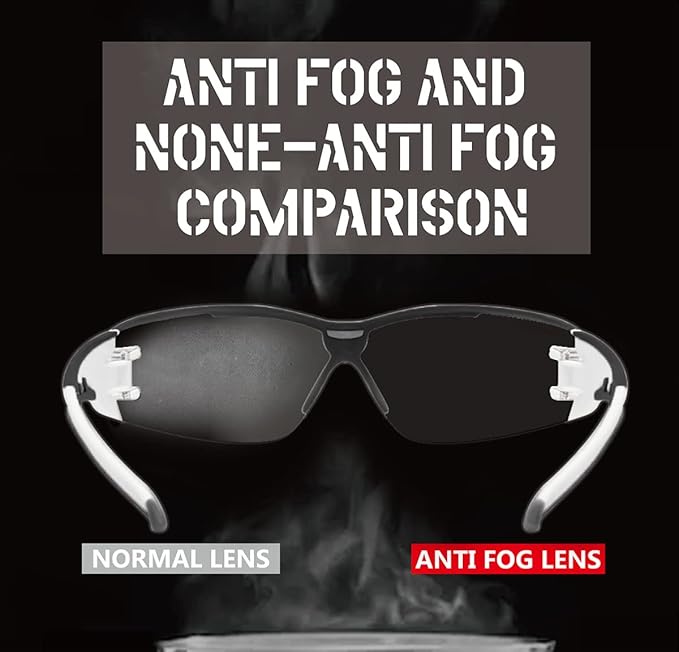 HTS HUNTERSKY Super Flexible Lightweight Anti Fog Wrap-Around U6 Clear Shooting Safety Glasses with ANSI Z87.1 Scratch Resist