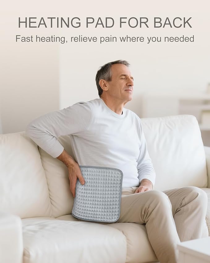 Electric Heating Pad for Period Cramps & Back Pain Relief, Birthday & Mothers Day Gifts for Mom Dad Women Men, Portable Heat Pad for Neck and Shoulders, 10 Heat Settings, ETL Certified, 12"x24", Gray