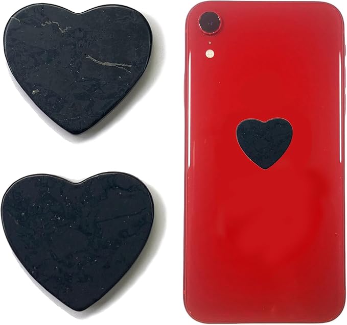 RICHRAIN Mobile Phone Sticker Shungite Heart Shape Protection Sticker 2 Pieces Set