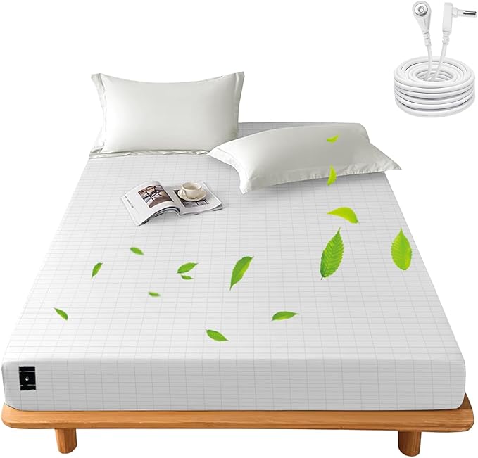 Grounding Sheets Full Size, Grounding Bed Sheets with Grounding Wire,10% Pure Silver, 54 * 75 * 14 in, Grounding Fitted Sheets for Improved Sleep & Wellness (Full)