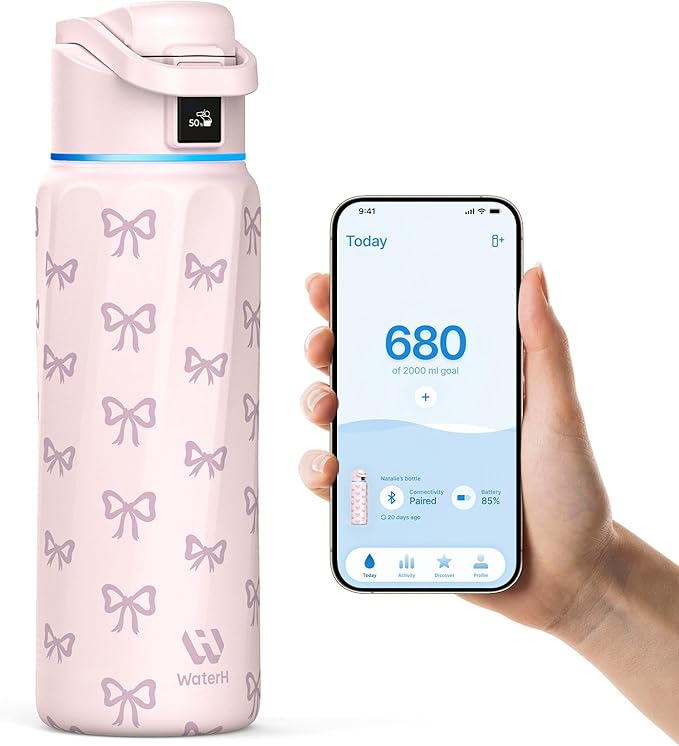 BOOST Smart Water Bottle with Reminder & Tracker, Double Wall Vacuum Insulated Bottles Stainless Steel, 32oz BPA-Free Wide Mouth for School, Gym, Office, Ideal for Mother's Day