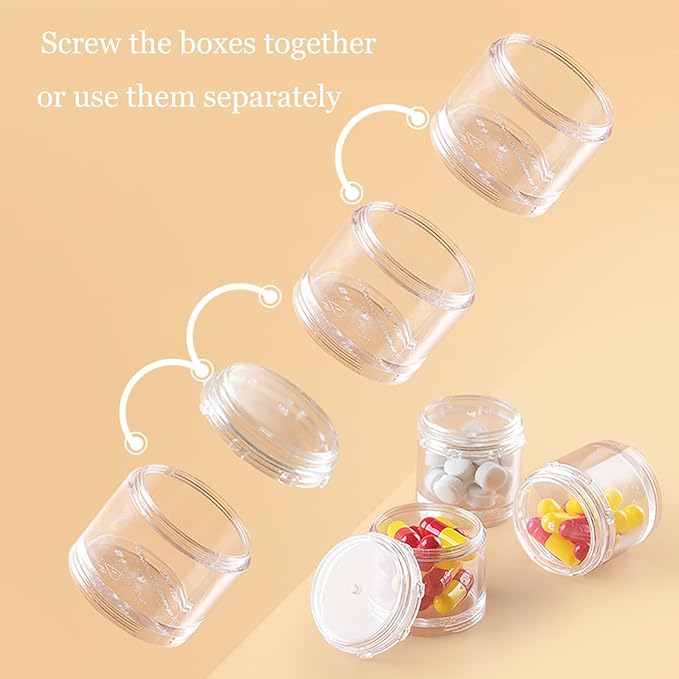 Stackable Pill Organizer, 7-Days Travel Pill Case, Pill Box for Pocket, Portable Medicine Vitamin Container Holder Medium Rainbow
