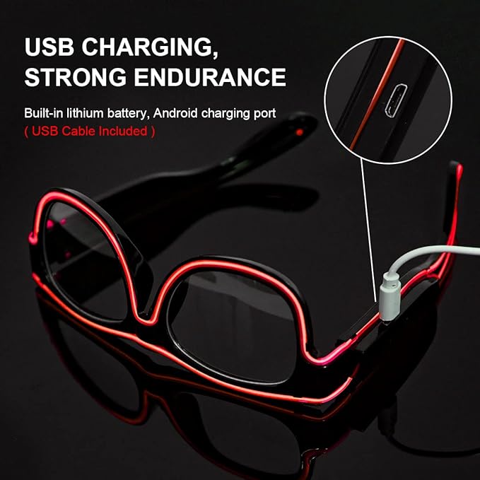 Ainiv Wireless Light Up Glasses 3 Modes LED Luminous Glasses Glow in the Dark for Parties, DJ, EDM, Halloween, Christmas