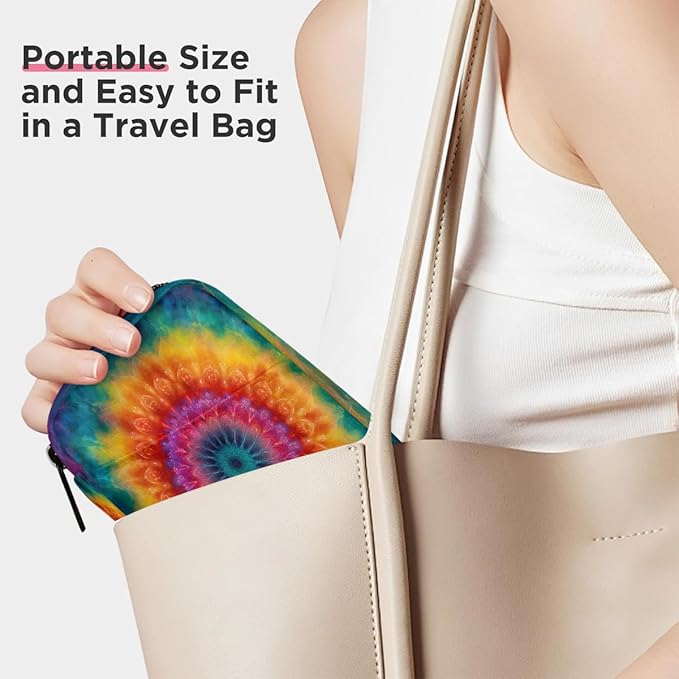 Rainbow Mandala Boho Pill Case Everyday Travel, 7 Day Weekly Medicine Pill Box Compact Portable Pills Bottle Organizer with Zipper for Daily Vitamin Medicine Holder Bottle Organizers Bag