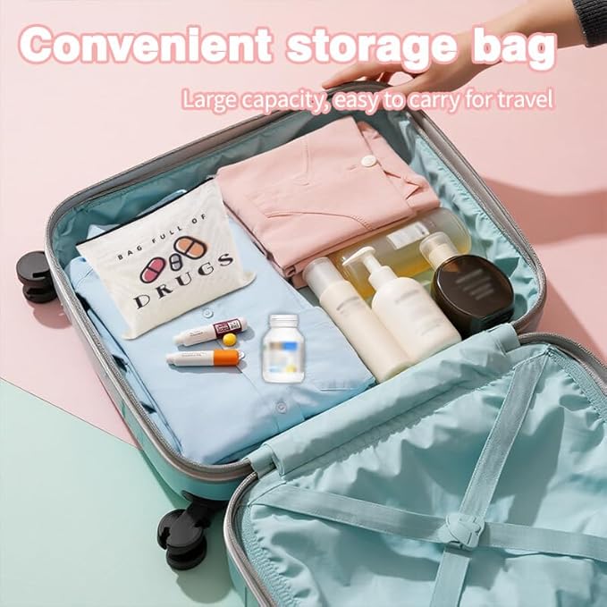 Funny Medicine Travel Bag Pill Pouches for Women Patients Medication Organizer Storage Bag Pharmacist Nurse Doctor Med Pouch Practitioner Dental Assistant Gifts Makeup Cosmetic Bags Med Toiletry Pouch