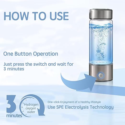 Hydrogen Water Bottle, Powerful Hydrogen Water Generator with SPE/PEM, 14OZ Portable Hydrogen Water Machine, Rechargeable Hydrogen Water Ionizer Machine for Health Support, Home, Travel, Office