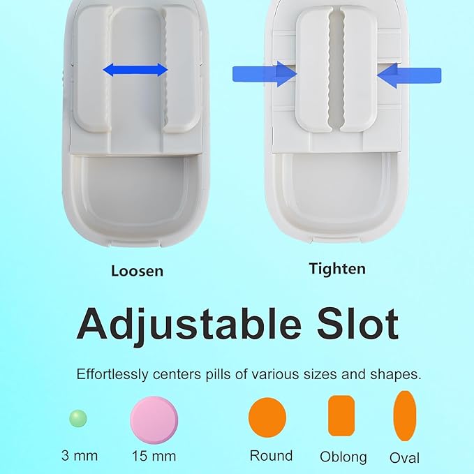 Pill Cutter for Cutting Multiple Pills, 1/2 1/4 Pill Splitter for Large, Small and Tiny Pills, with Improved Sharp Blade, Adjustable Centering Device