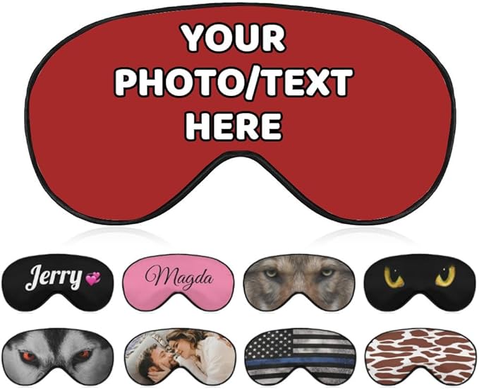 AMAPARK Custom Eye Mask for Sleeping Personalized with Picture Text Logo Sleep Masks Gift for Wedding Anniversary Party Favor, Brown