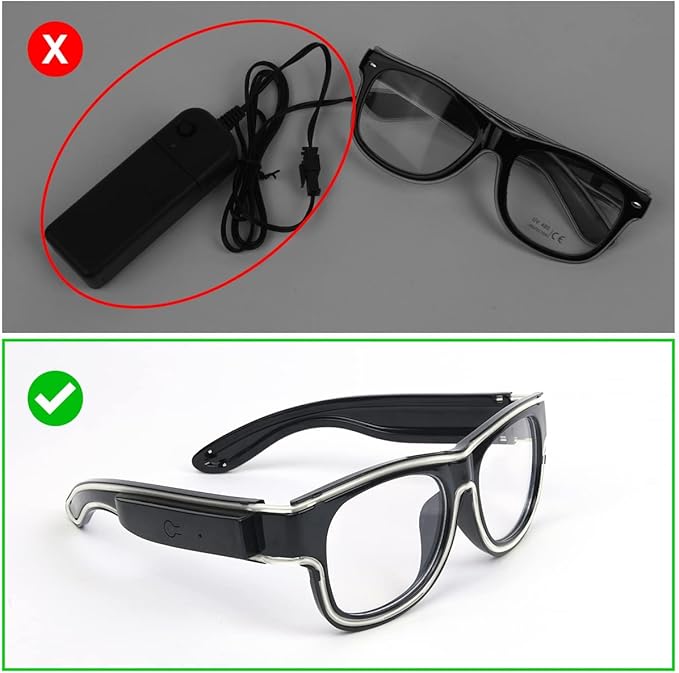 Ainiv Wireless Light Up Glasses 3 Modes LED Luminous Glasses Glow in the Dark for Parties, DJ, EDM, Halloween, Christmas