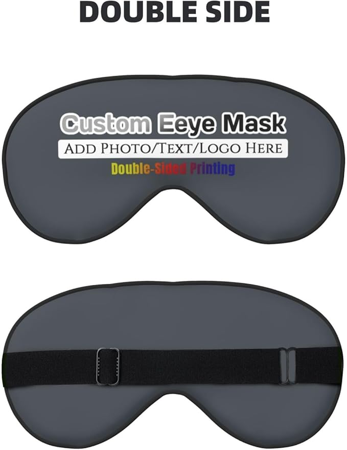 Personalized Eye Masks,Customized Sleep Blindfold Eye Mask,Custom Blackout Eye Cover with Adjustable Strap for Travel and Nap Dark Heather