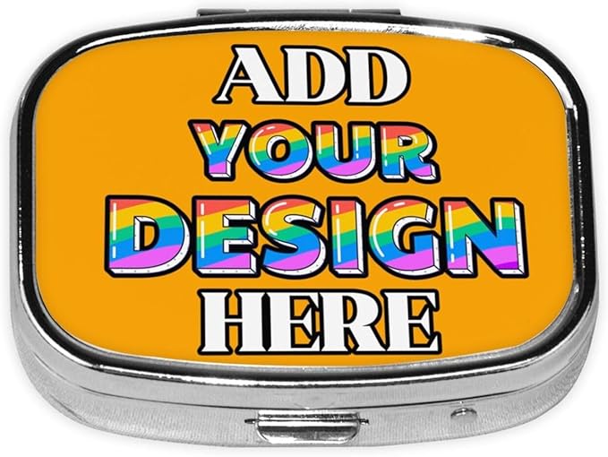 Custom Medicine Pill Organizer, Medicine Pill Box Case Container Travel Pill Holder Vitamin for Purse Med Wallet Portable Mini Pastillero Square, Orange, Customized Gifts