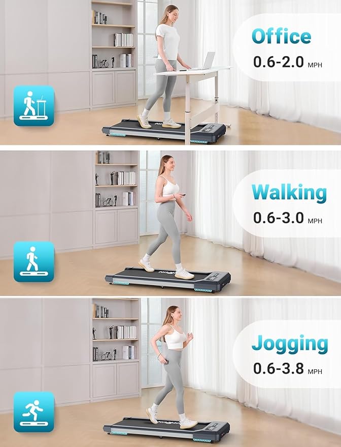 THERUN Walking Pad Under Desk, Portable Mini Treadmill for Home/Office, 2.5HP Jogging Machine with 300 lbs Weight Capacity, Remote Control, LED Display