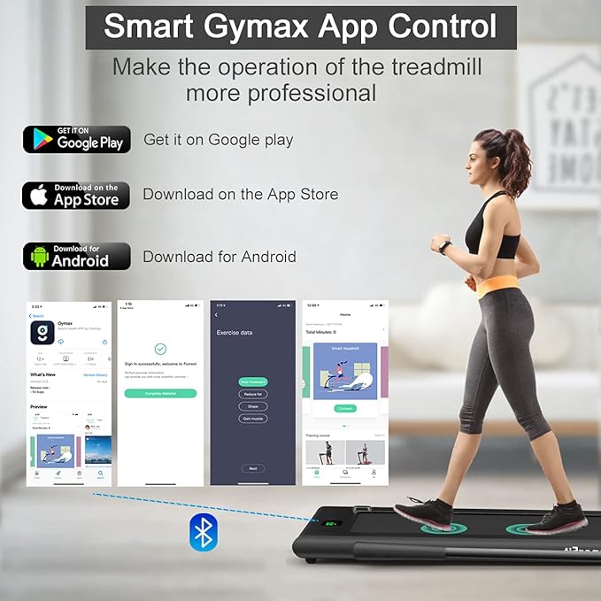 GYMAX Walking Pad, Foldable Under Desk Treadmill with LED Monitor, Remote Control, Smart App Control, Folding Portable Desk Treadmill for Office Standing Desk, Home Office Treadmill