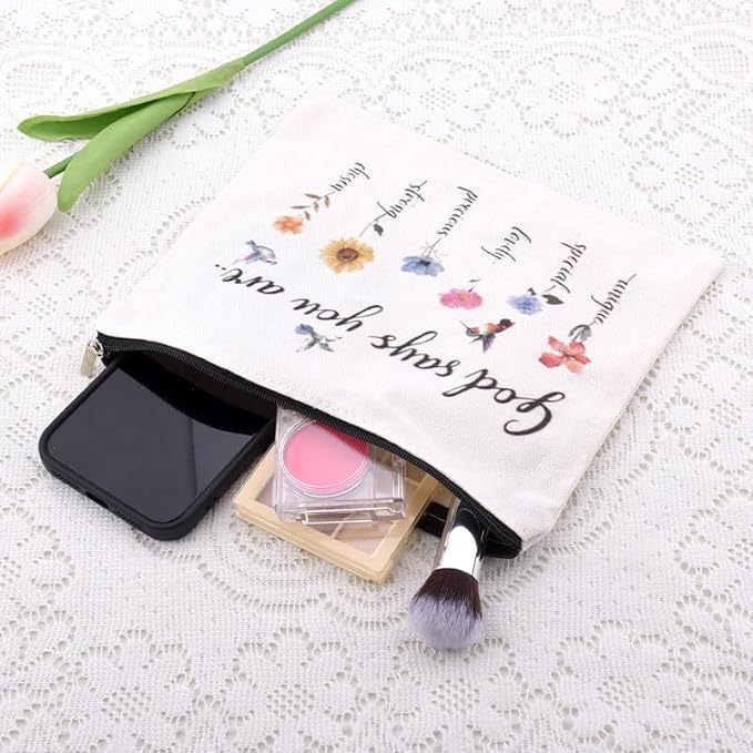Christian Cosmetic Bags for Women Girls Religious Toiletry Bag for Teens Adults Inspirational Bible Verse Bag Pouch Catholic Birthday Gifts for Her Friends Female Christening Affirmation Gifts Ideas