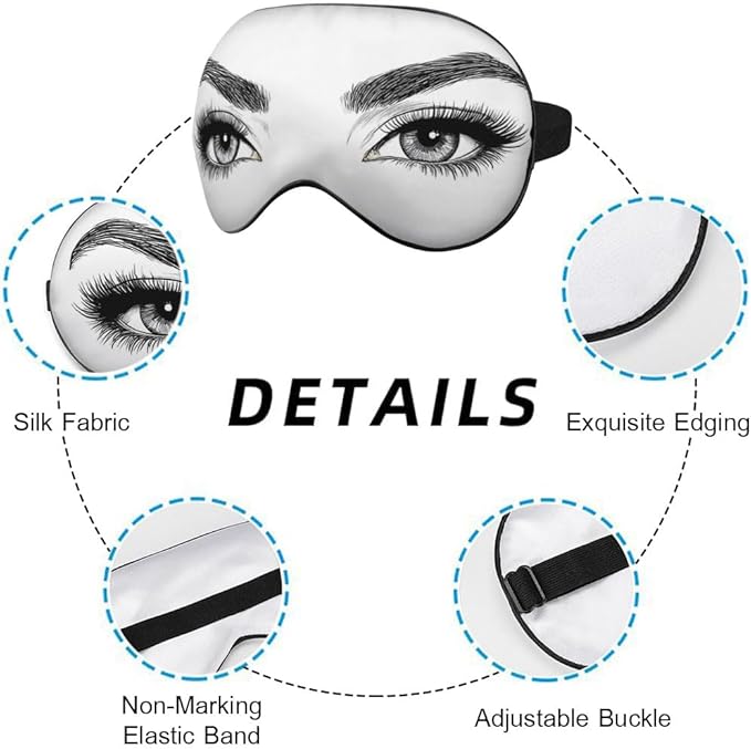 Sexy Eyes Sleep Eye Mask Woman Eyelashes Eyebrows Beautiful Silk Eye Mask Sleeping Soft Eye Shade Cover for Men Women Boy Girl Airplane Travel with Elastic Strap