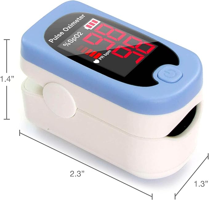 HealthSmart Pulse Oximeter for Fingertip, Displays Blood Oxygen Saturation & Pulse Rate, Accurate & Reliable, Batteries & Lanyard Included