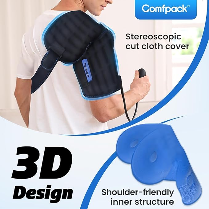 Shoulder Ice Pack Wrap, Compression Shoulder Brace for Rotator Cuff and Arm, Hot & Cold Therapy Gel Ice Pack for Swelling, Surgery, Tendonitis, Bursitis