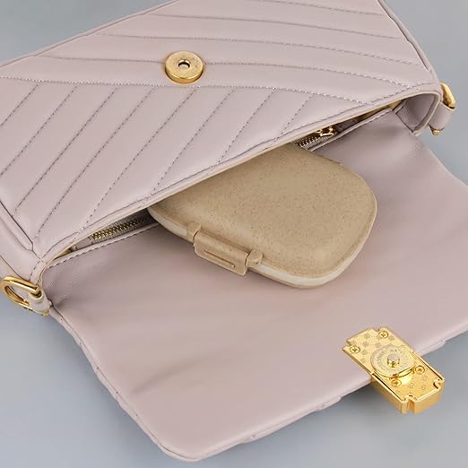 Travel Pill Organizer 8 Compartments Portable Pill Box Pill Case Small Daily Weekly Pill Organizer Container Medicine Container for Pocket (Khaki)