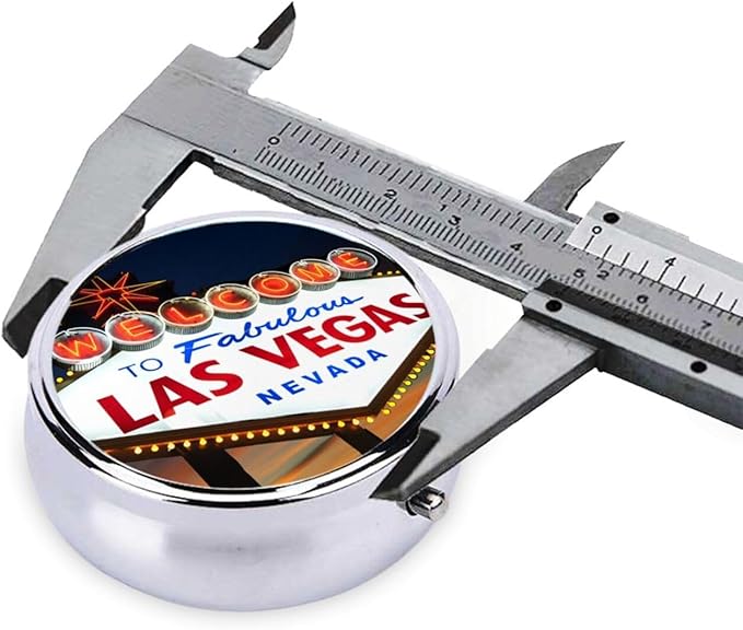 Pill Box,Welcome to The Las Vegas Sign Round 3 Compartment Pill Box Pocket Purse Decorative Box Portable Mini Travel Medicine Case Tablet Vitamin Holder Organizer Pill Case
