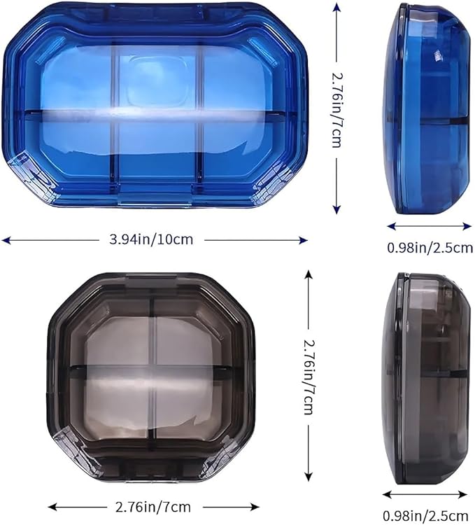 This Portable 3D White Peony Pattern 4 Compartment Pill Box Can Be Placed in A Pocket Or Wallet to Store Vitamins, Medicines Health Supplements Other Medications.
