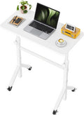 Marsail Mobile Stand Up Desk with Wheels, Adjustable Height Desk from 28.3″ to 46.5″, Rolling Standing Desk with Lockable Wheels, Portable Small Desk for Walking Pad and Treadmill, White