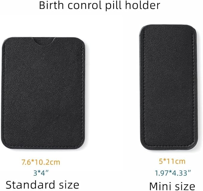 Birth Control Pill Case Holder for Mini Pill Packets 5cm x 11cm (Black)