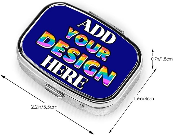 Custom Travel Medicine Organizer, Medicine Pill Box Case Container Travel Pill Holder Vitamin for Purse Med Wallet Portable Mini Pastillero Square, Navy, Customized Gifts