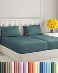 Split King Size 5 Piece Sheet Set - Extra Soft, Breathable & Cooling - Hotel Luxury Durable Bed Sheets - Deep Pockets, Easy-Fit & Wrinkle-Free - Deep Teal Oeko-Tex