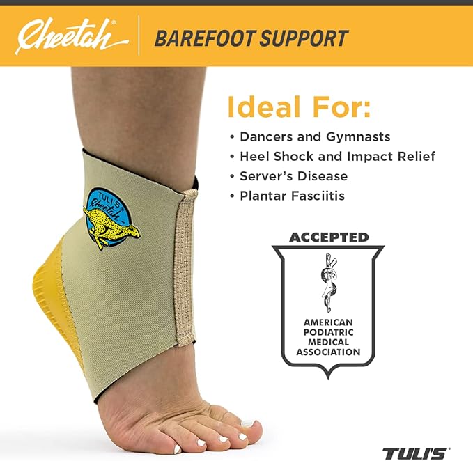 Tuli's Cheetah Heel Cup with Compression Sleeve for Sever’s Disease and Heel Pain for Gymnasts and Dancers, X-Large, 1 Pair