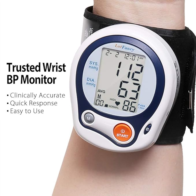 LotFancy Kids Wrist Blood Pressure Monitor for Home Use, BP Cuff 5”-8” for Small Adult, Digital Automatic Blood Pressure Cuff 60 Readings, 1 User, Blood Pressure Cuff Wrist with Portable Carrying Case