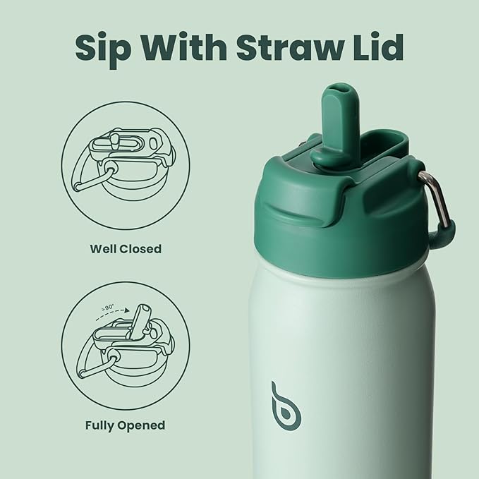 BOTTLE BOTTLE 24oz Insulated Water Bottle Stainless Steel Sport Water Bottle with Straw and Adjustable Lid Daily Pill Organizer
