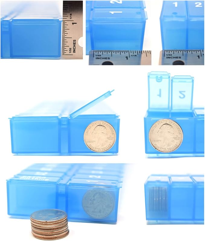 AM PM 31 Day Once-a Day Monthly Pill Planner Organizers - Large Compartment Pill Boxes Store Medications for Entire Month Plus Compartment for Extra Pills (AM/PM Yellow & Blue) BPA Free