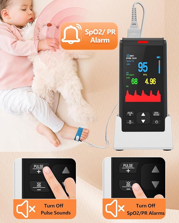 Pulse Oximeter Fingertip HealthTree Handheld Pulse Oximeter Overnight for Adult Kids Rechargeable Oxygen Monitor Fingertip for SpO2 and Pulse Rate Continuous
