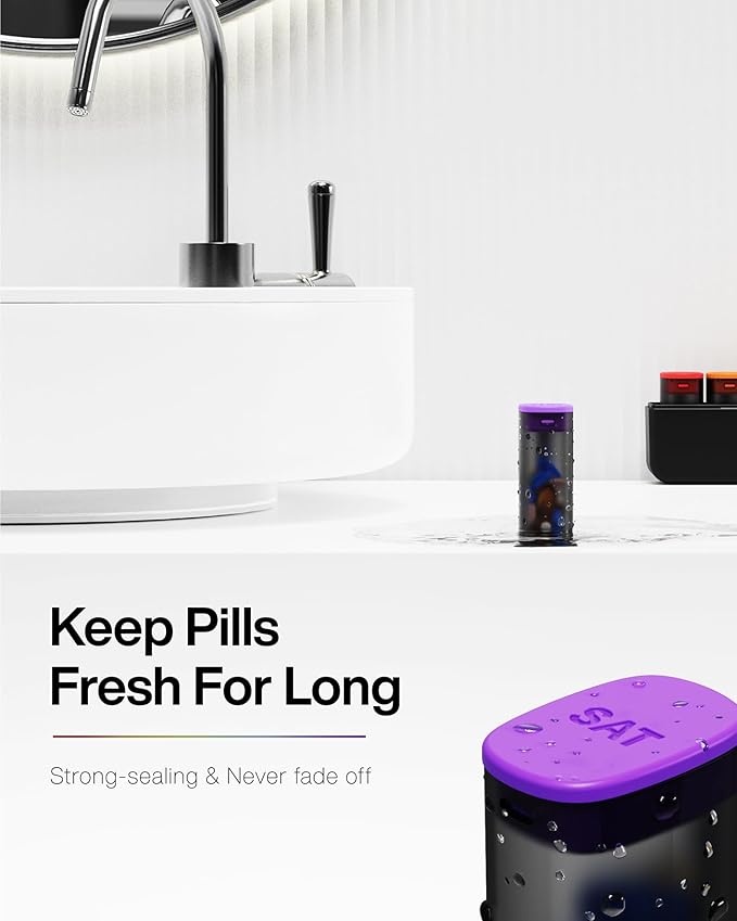 Weekly Pill Organizer 1 Time a Day - Travel Pill Box 7 Days, Large Medicine Pill Case Container for Daily Medication Vitamin Supplement Fish Oil, Portable Week Pills Organizers Holder Dispenser, Black