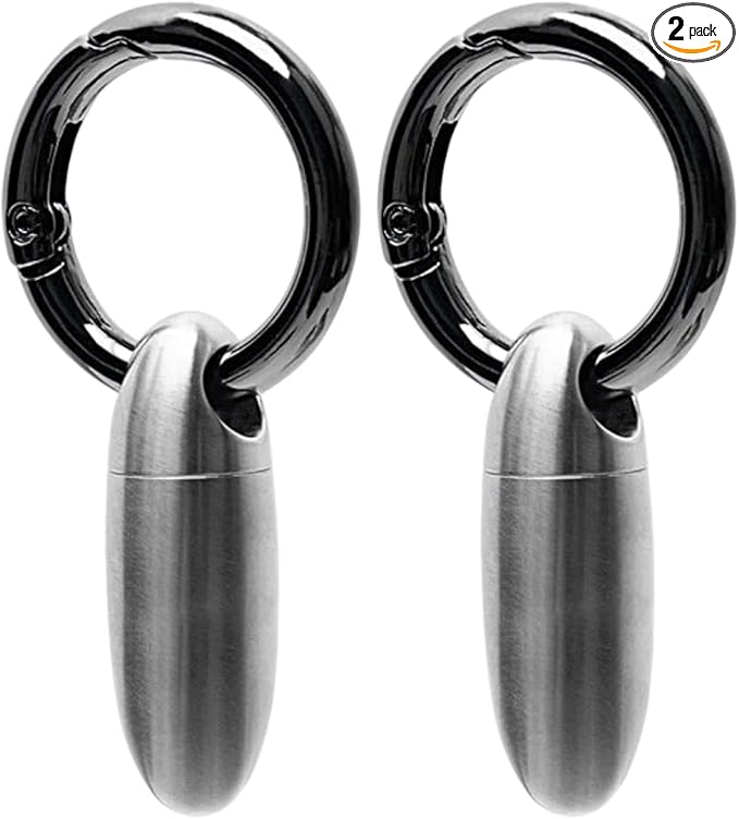 Mini Titanium Pill Holder Keychain, Waterproof EDC Pill Container Organizer for Travel, Pocket, Purse - Silver Bullet-Shaped Metal Medicine Case for Medicine & Vitamins - A 2PCS