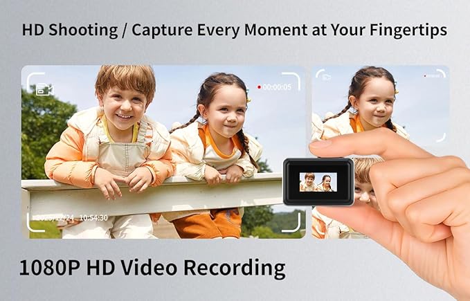 Retro Mini Digital Camera 1080P HD Video Recorder，Portable Keychain Video Camera with 32GB Card,and 0.96”IPS Screen,Ultra-Portable Tiny Camera for Travel Photography/Vlog/Night Shots (Silver)